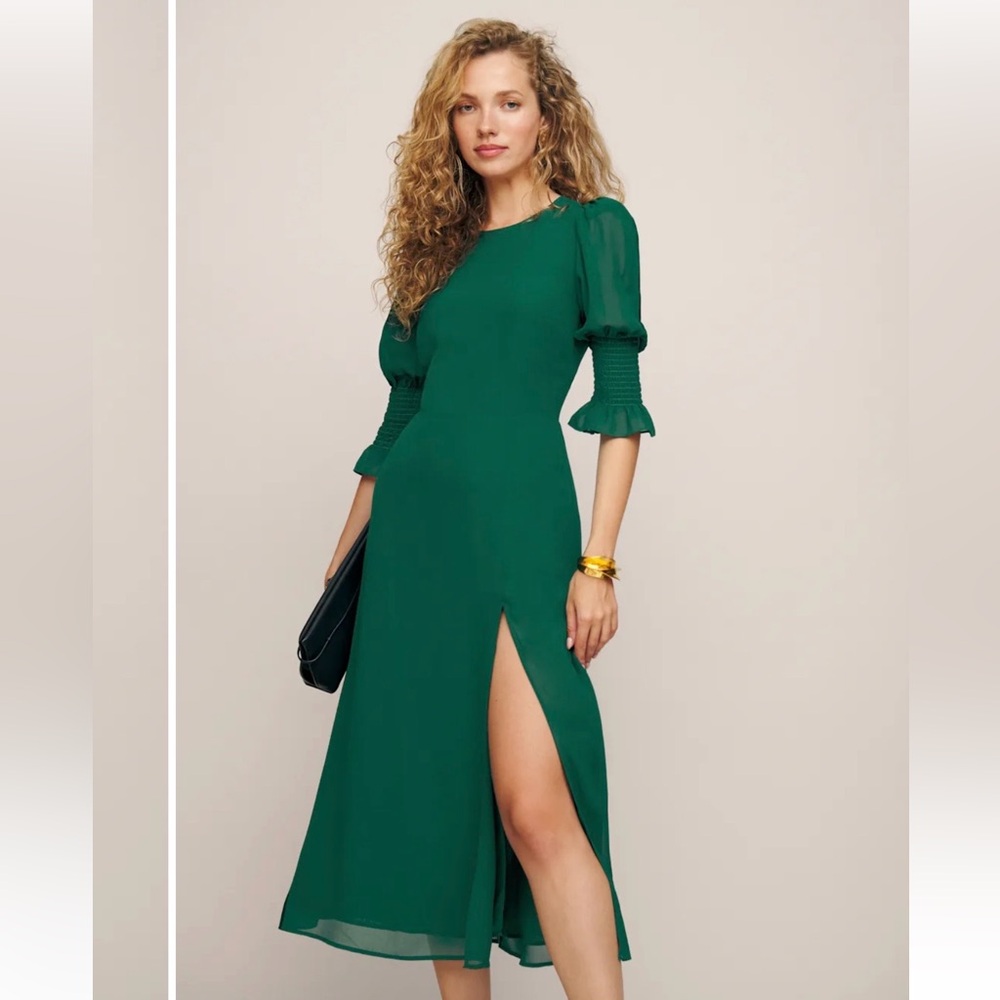 Reformation Forest Green Midi Dress